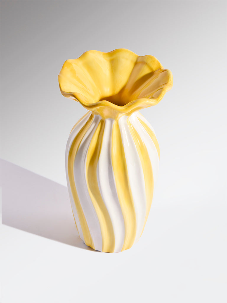 Westside Home Yellow Ceramic Frill Vase - Small