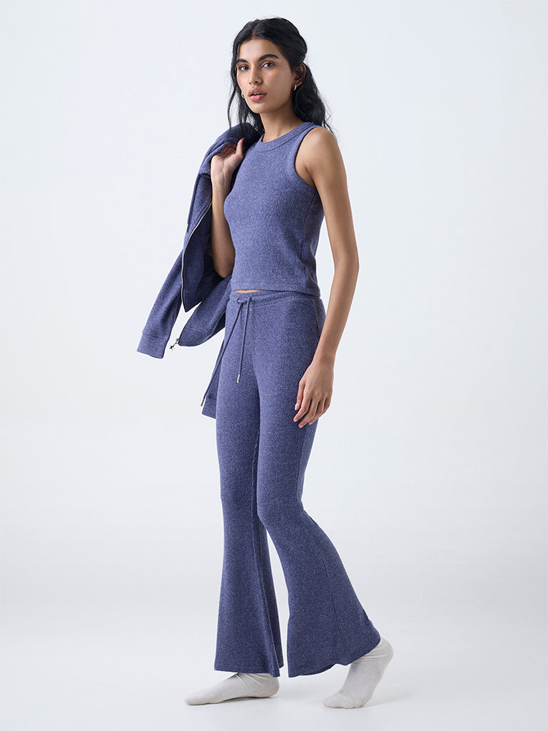 Superstar Dusty Blue Ribbed High-Rise Bootcut Pants