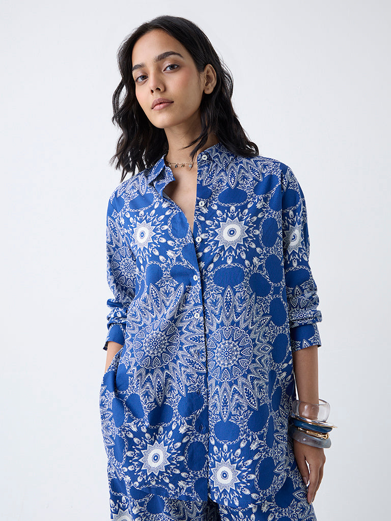 Utsa Blue Mandala-Inspired Tunic