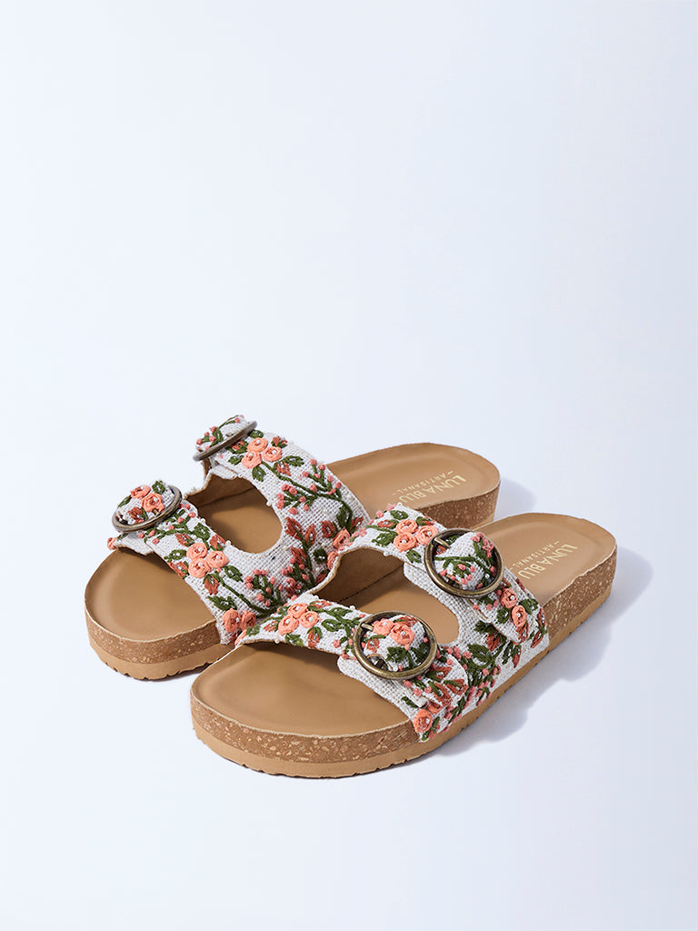 LUNA BLU Multicolour Floral Embroidered Sandals