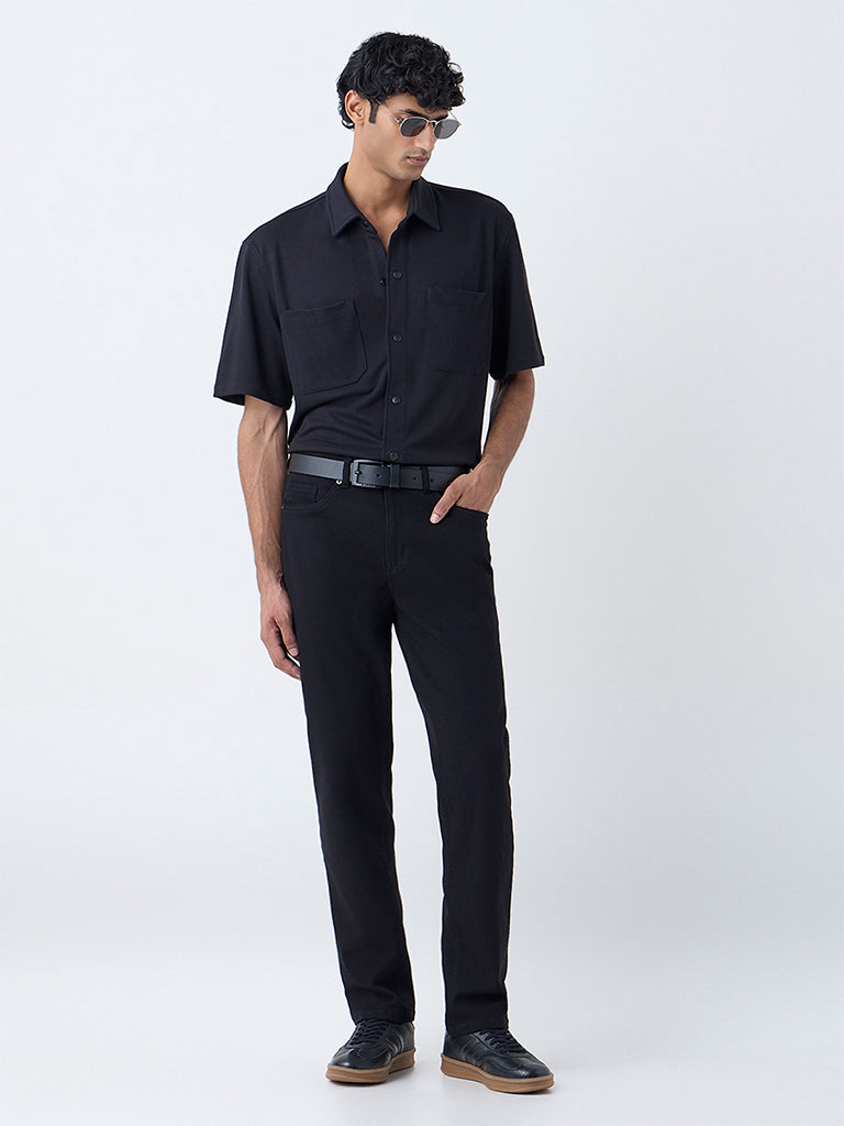 WES Casuals Black Relaxed-Fit Shirt