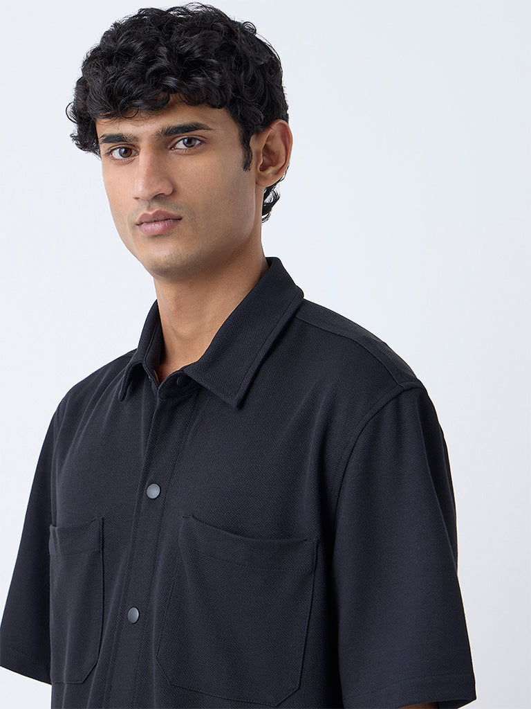 WES Casuals Black Relaxed-Fit Shirt