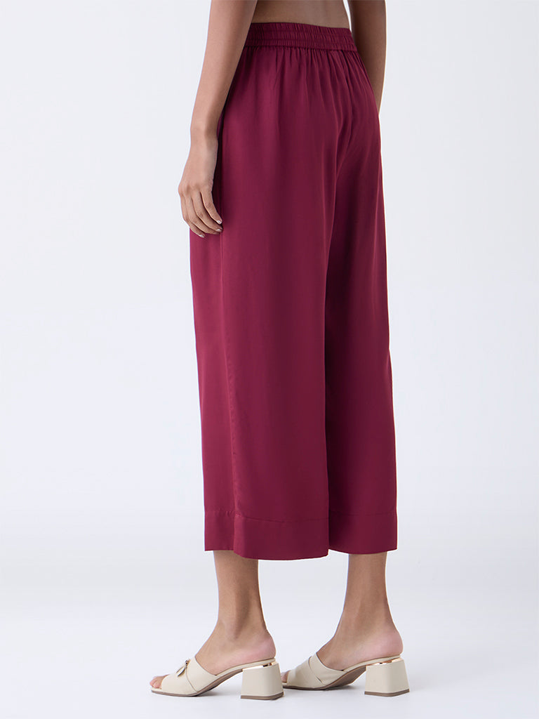 Zuba Maroon Solid Pants