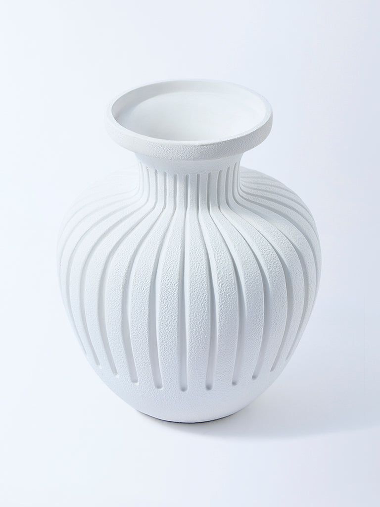 Westside Home White Marble Mix Groove Vase