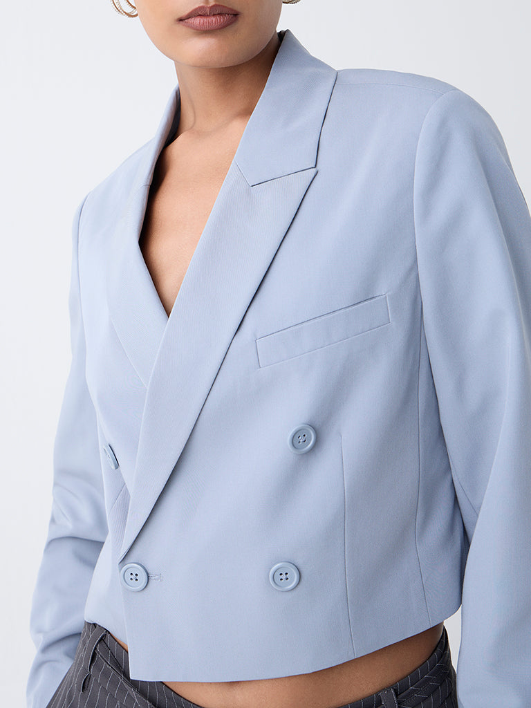 Wardrobe Dusty Blue Crop Blazer