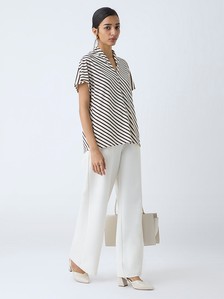 Wardrobe Brown Striped Blouse