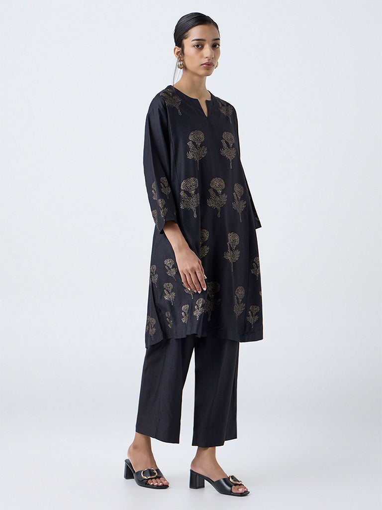 Zuba Black Solid Pants