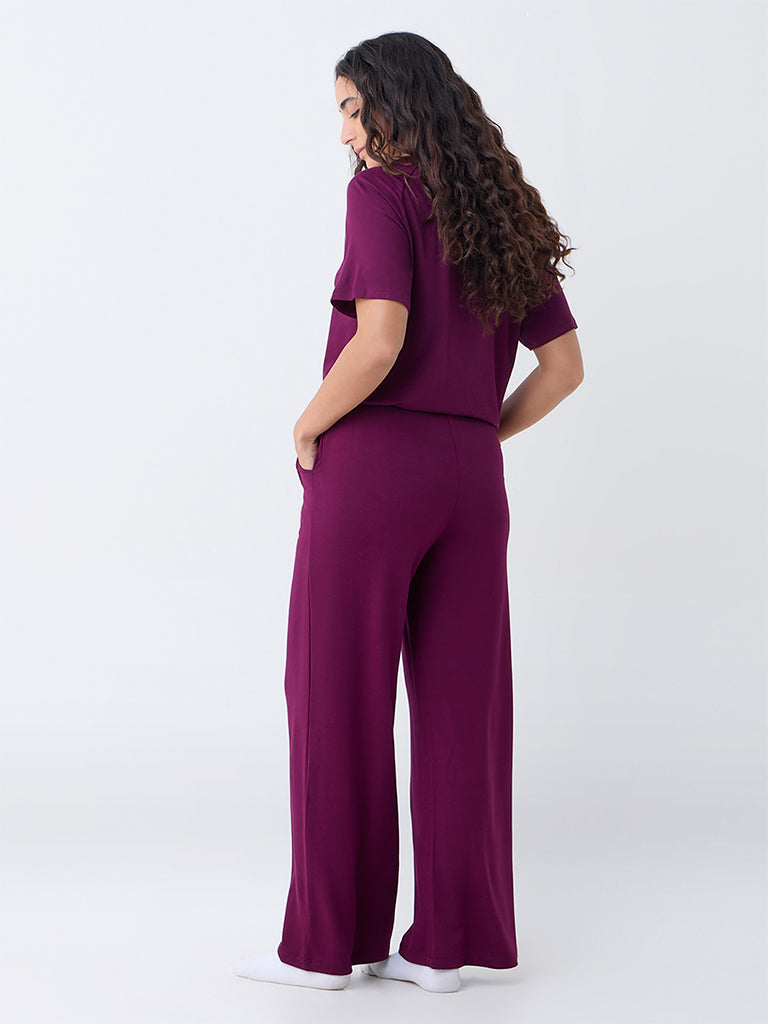 Wunderlove Plum Solid High-Rise Pants