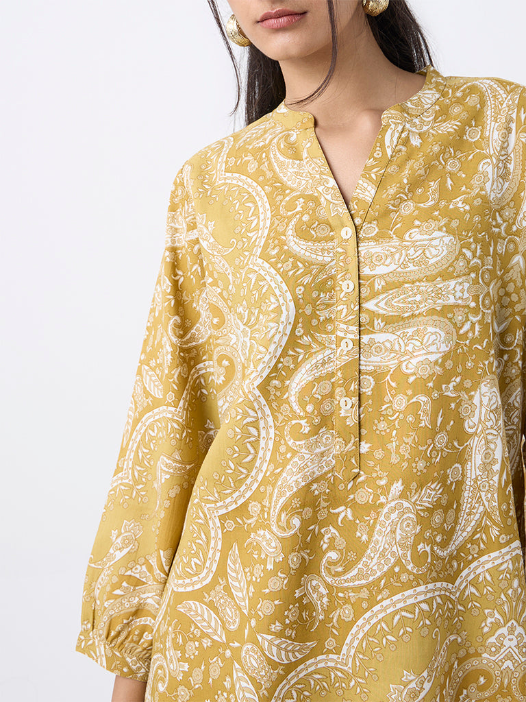 Utsa Mustard Paisley Design Tunic