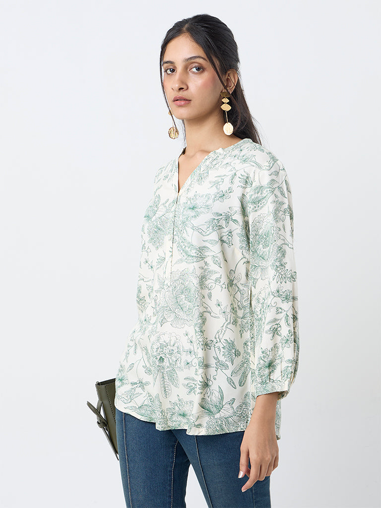 Utsa Green Foliage Printed Tunic