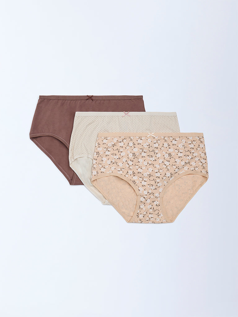 Wunderlove 3-Pack Printed Cotton-Blend Briefs