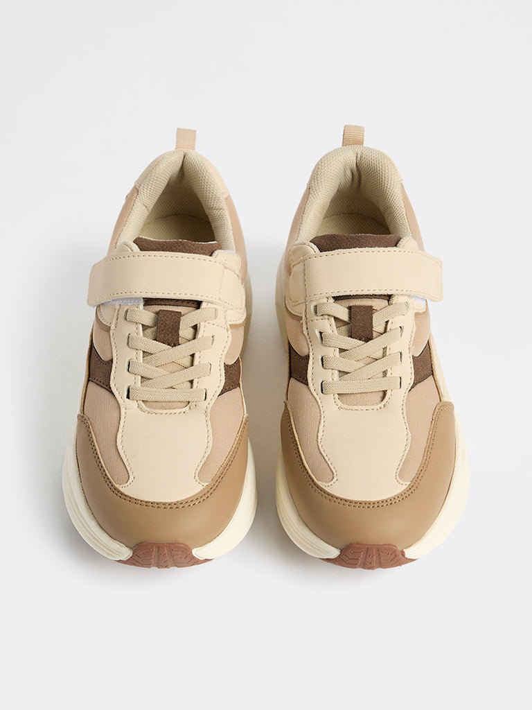 Yellow Beige Colour-Block Sneakers