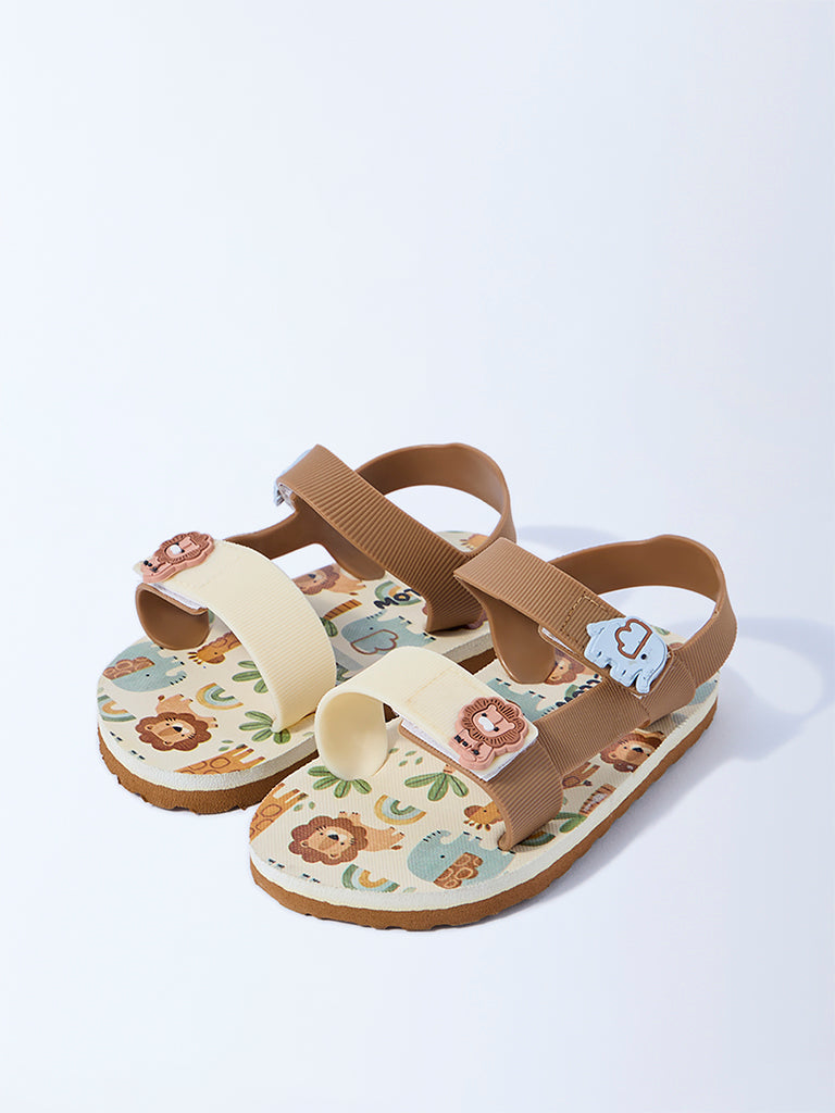 Yellow Brown Jungle-Inspired Sandals