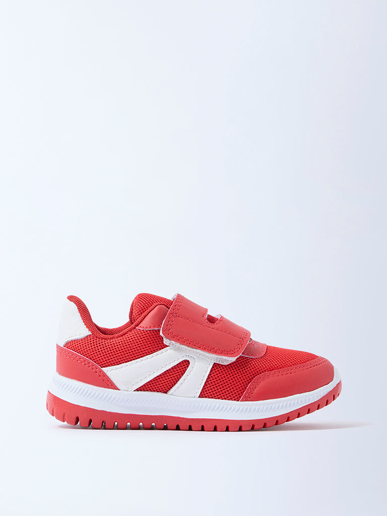 Yellow Red Mesh Detailed Sneakers