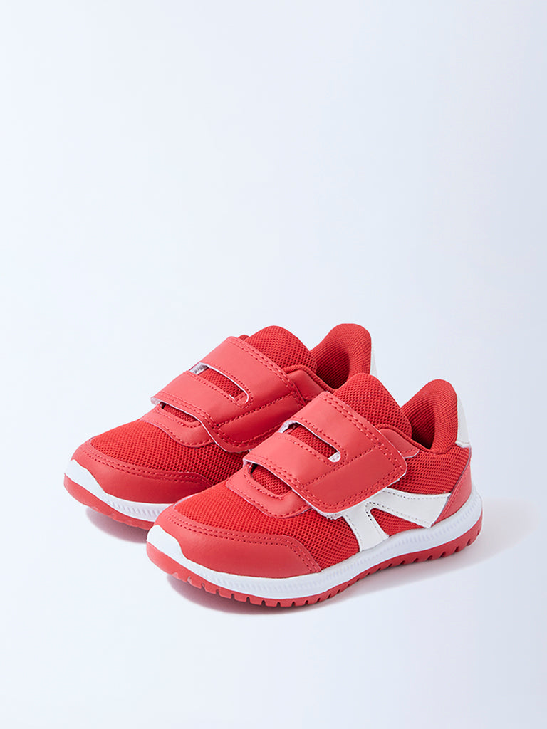 Yellow Red Mesh Detailed Sneakers