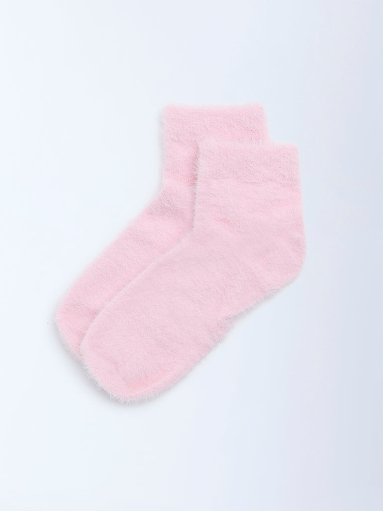 Superstar Pink Fur-Textured Ankle Socks