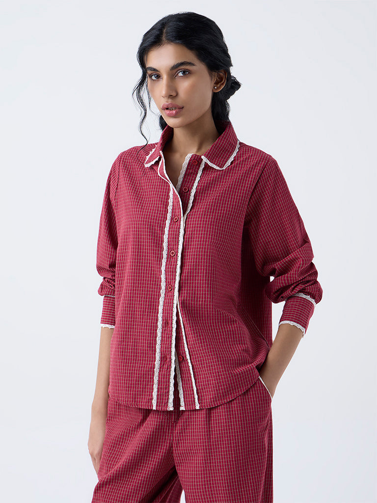 Superstar Red Checkered Cotton  Shirt