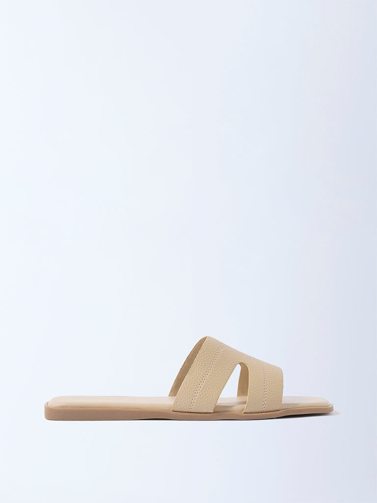 LUNA BLU Ivory Stitch-Detailed Slides - Exclusive