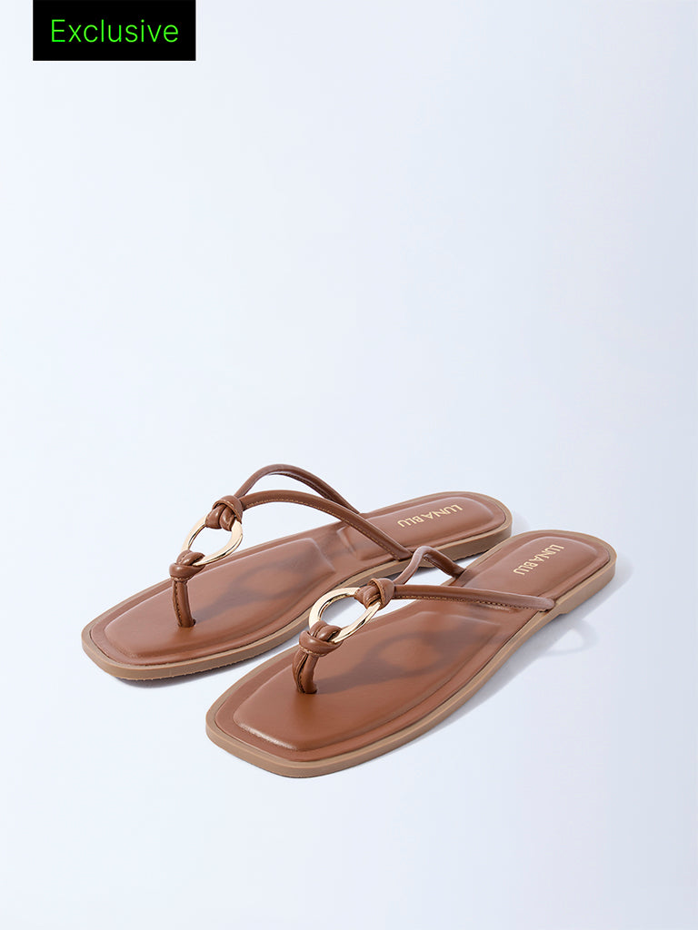 LUNA BLU Tan Ring-Detailed Slides - Exclusive