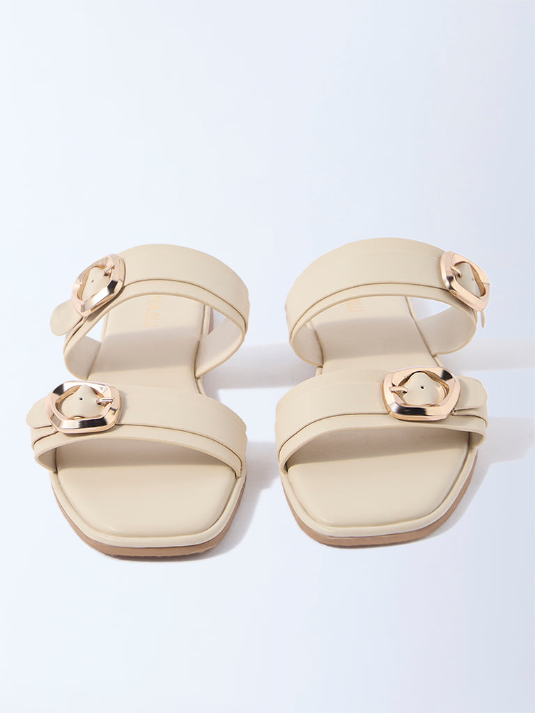 LUNA BLU Ivory Dual-Strap Slip-On Sandals - Exclusive