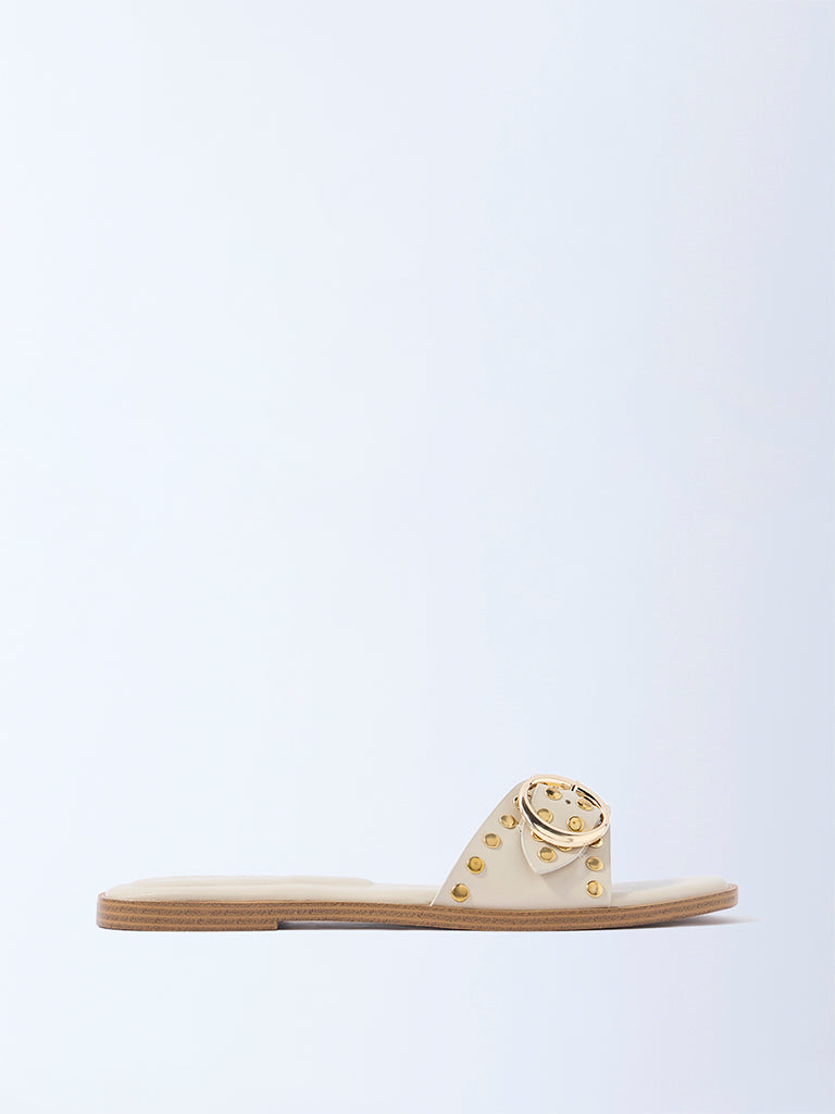 LUNA BLU Ivory Stud-Detailed Slides - Exclusive