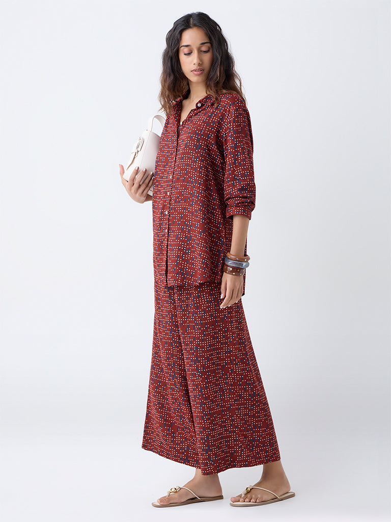 Utsa Red Geometric Printed Tunic