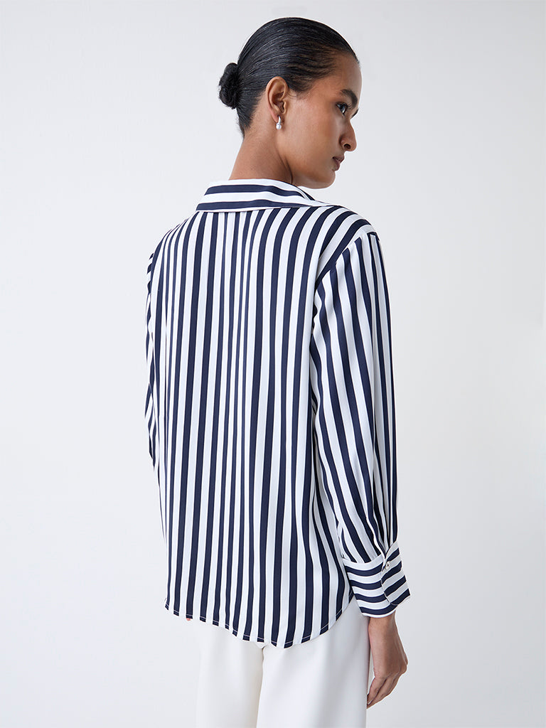 Wardrobe Navy Striped Shirt