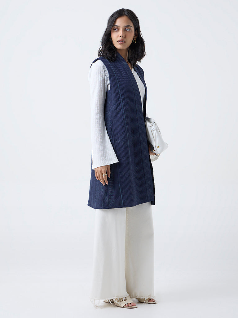 Utsa Indigo Cotton Quilted Jacket