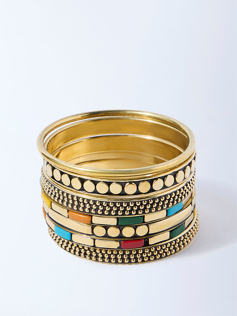 Westside Accessories Gold Assorted Bangles - Pack of 7
