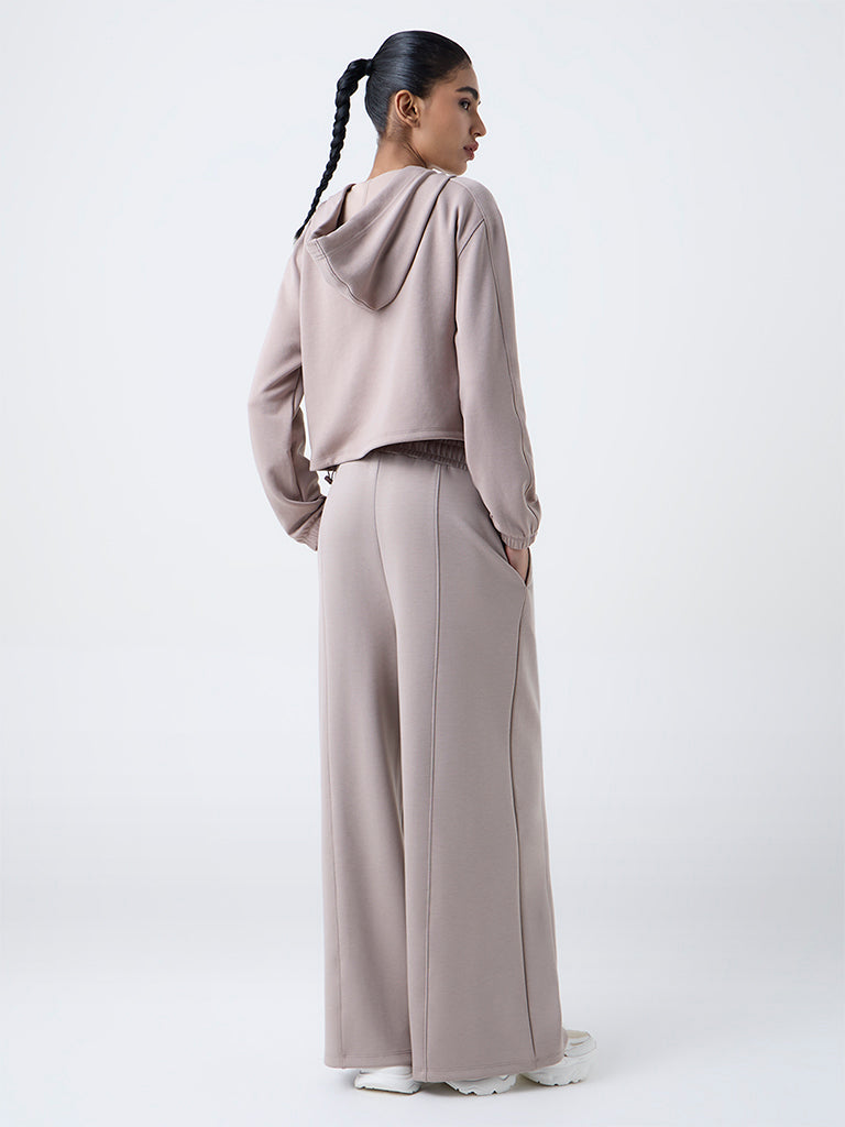Studiofit Taupe Solid High-Rise Track Pants