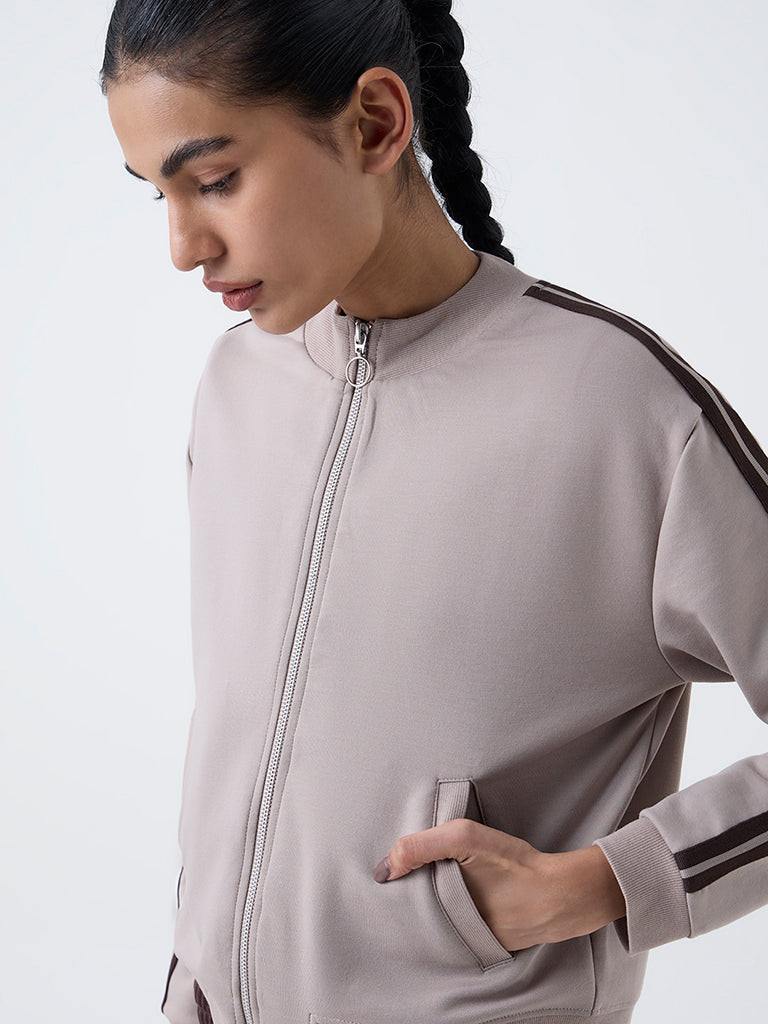 Studiofit Taupe Stripe Detailed Jacket