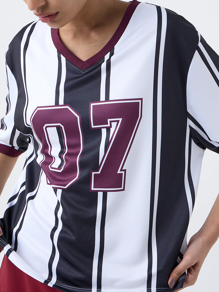 Studiofit Black Striped Jersey T-Shirt