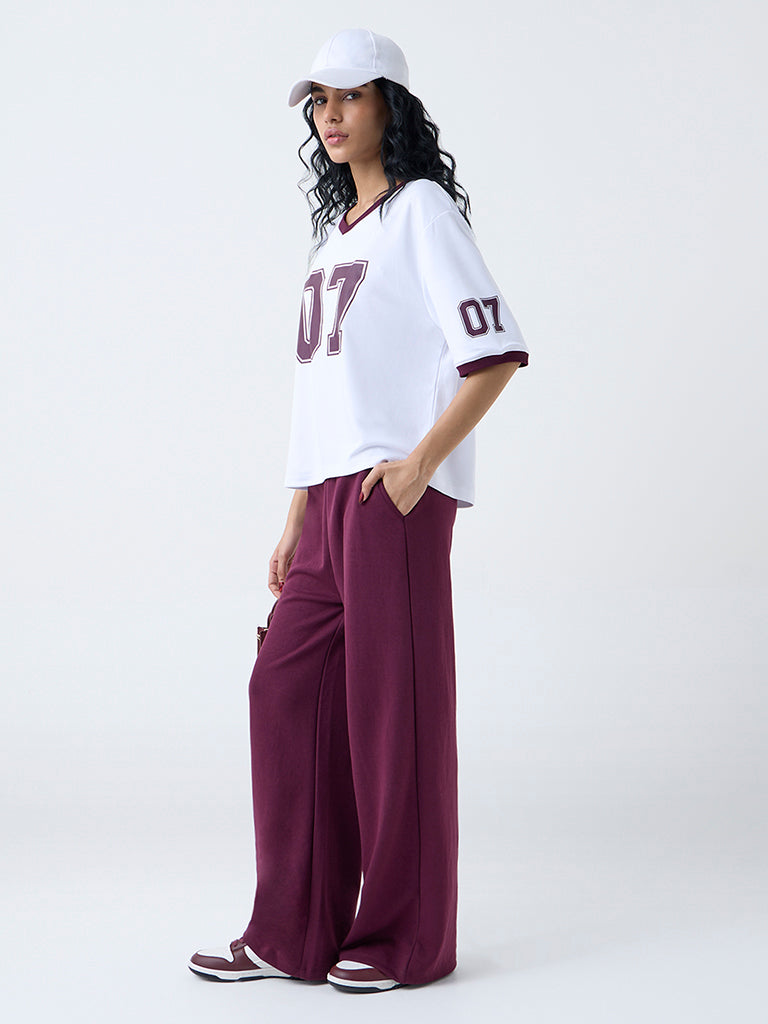 Studiofit White Numerical Printed T-Shirt