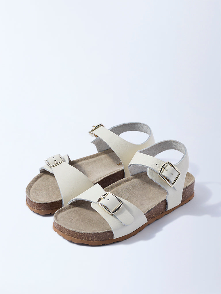 Yellow Ivory Buckle-Detailed Sandals