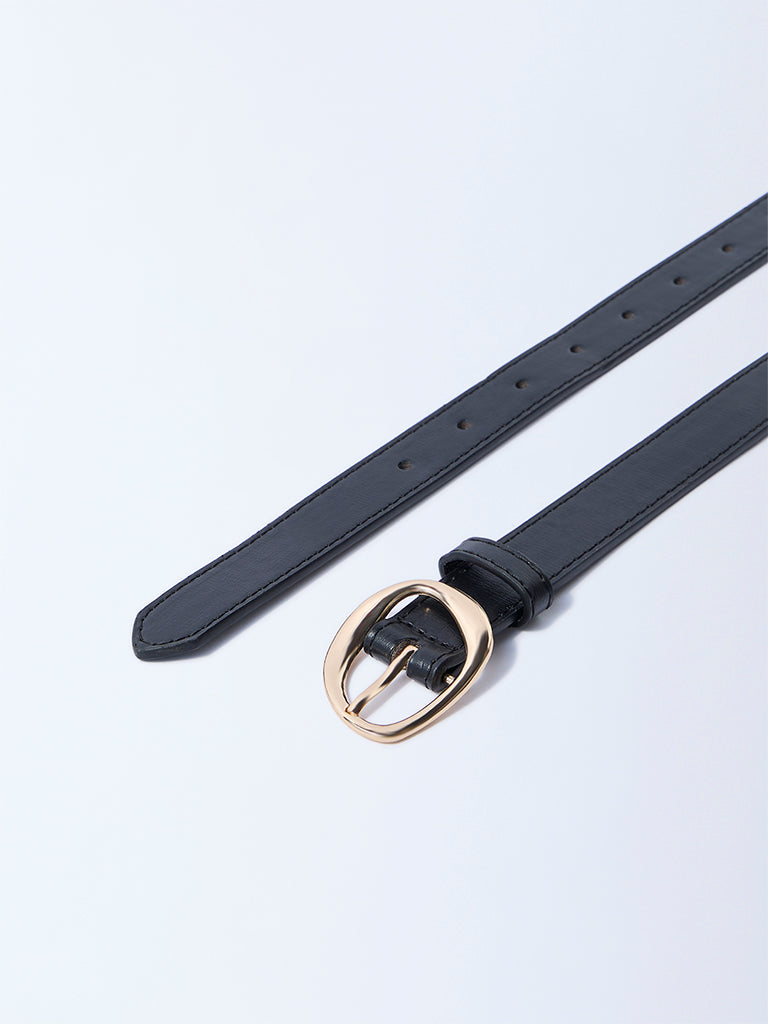 Westside Accessories Black Sculpted-Buckle Detailed Belt