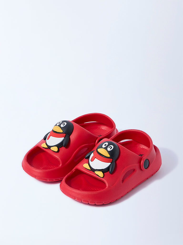 Yellow Red Penguin Applique Clogs