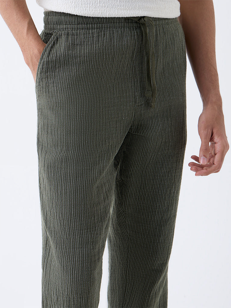 ETA Olive Relaxed-Fit Mid-Rise Cotton Pants