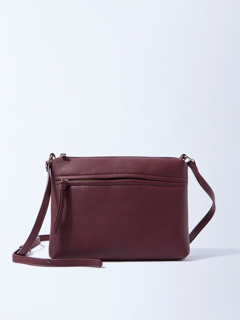 Westside Burgundy Textured Sling Bag