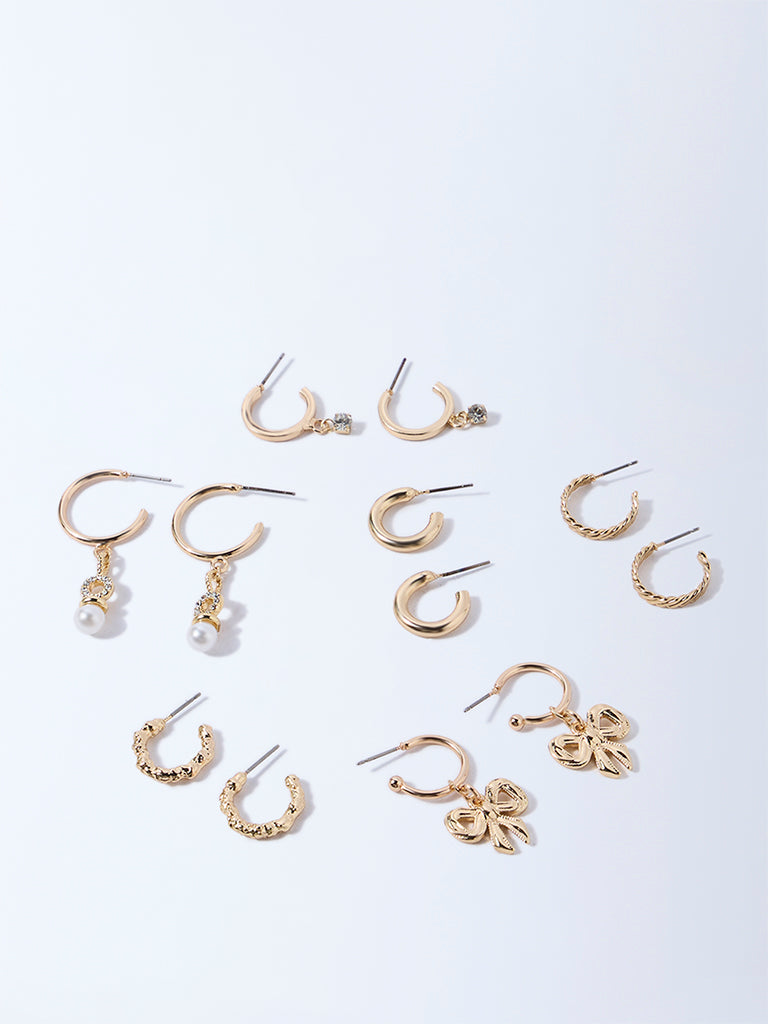 Westside Accessories Gold Assorted Hoop Earrings - Pack of 6