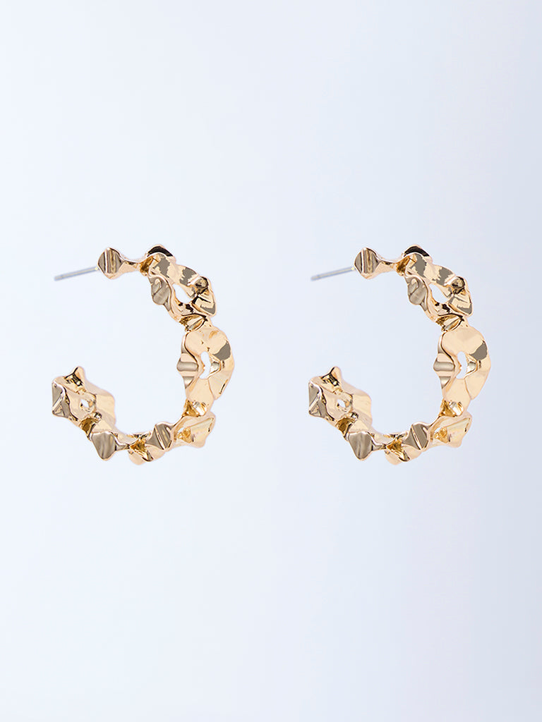 Westside Accessories Gold Sculpted Hoop Earrings