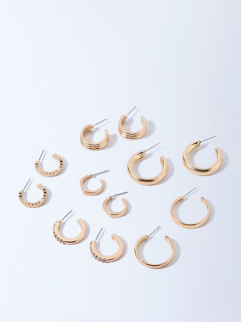 Westside Accessories Gold Assorted Hoop Earrings - Pack of 6