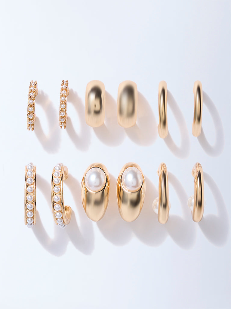 Westside Accessories Gold Assorted Hoop Earrings - Pack of 6