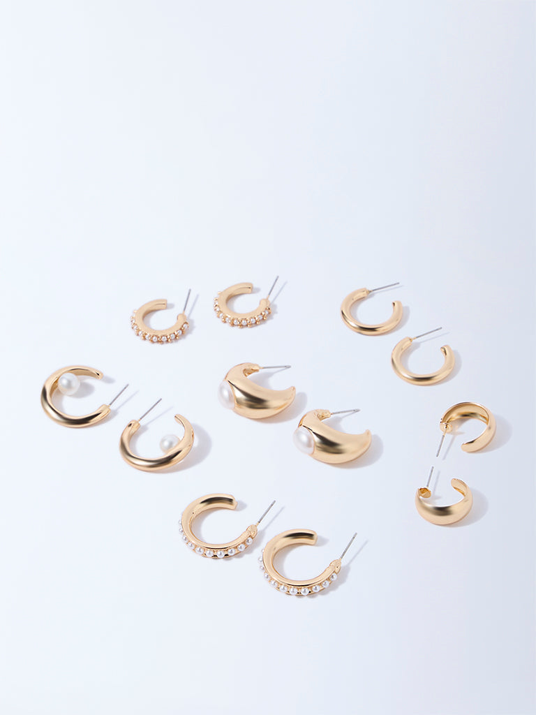 Westside Accessories Gold Assorted Hoop Earrings - Pack of 6