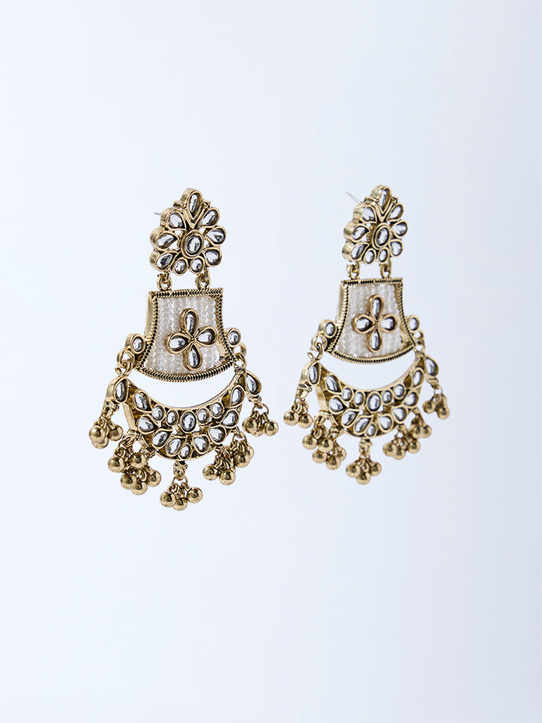Westside Accessories Gold Polki and Pearlescent Jhumka Earrings