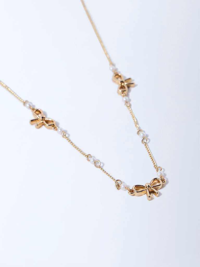 Westside Accessories Gold Bow Design Necklace