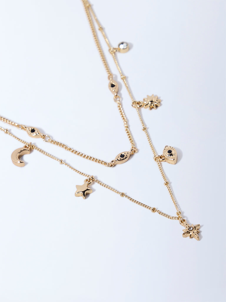Westside Accessories Gold Celestial Charm Necklace - Pack of 2
