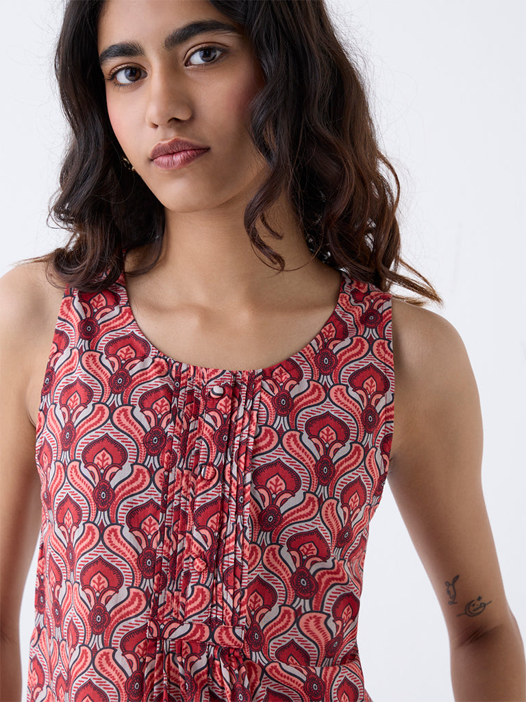 Bombay Paisley Red Printed Cotton Top