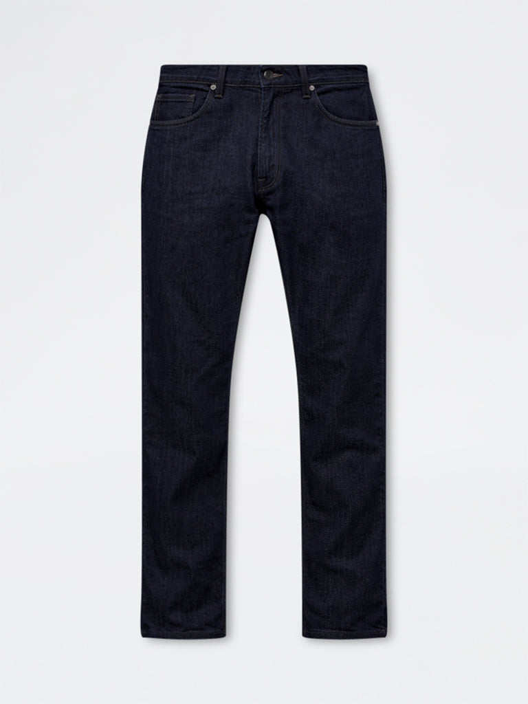 Ascot Dark Blue Relaxed-Fit Mid-Rise Cotton-Blend Jeans