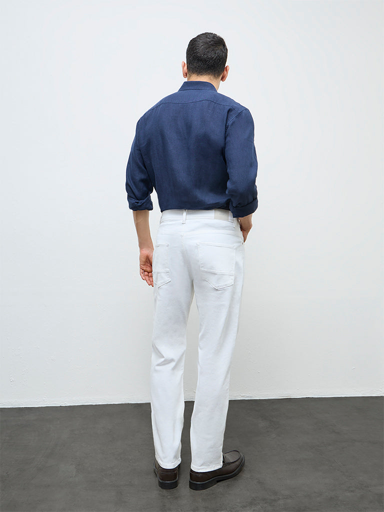 Ascot White Relaxed-Fit Mid-Rise Jeans