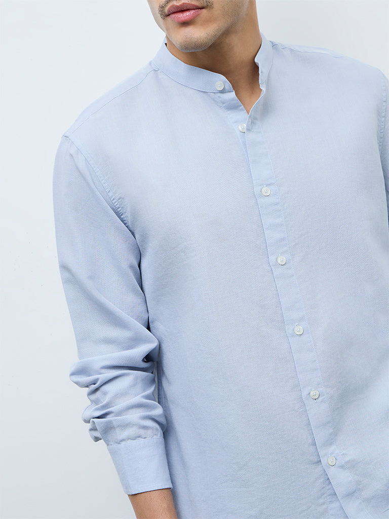 Ascot Light Blue Solid Relaxed-Fit Shirt